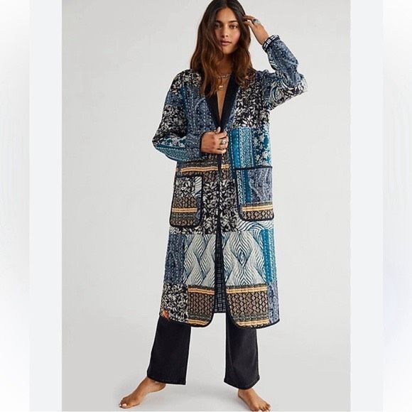 Free People x Brenda Knight Marigold Duster Quilted Jacket Size L - Picture 2 of 8